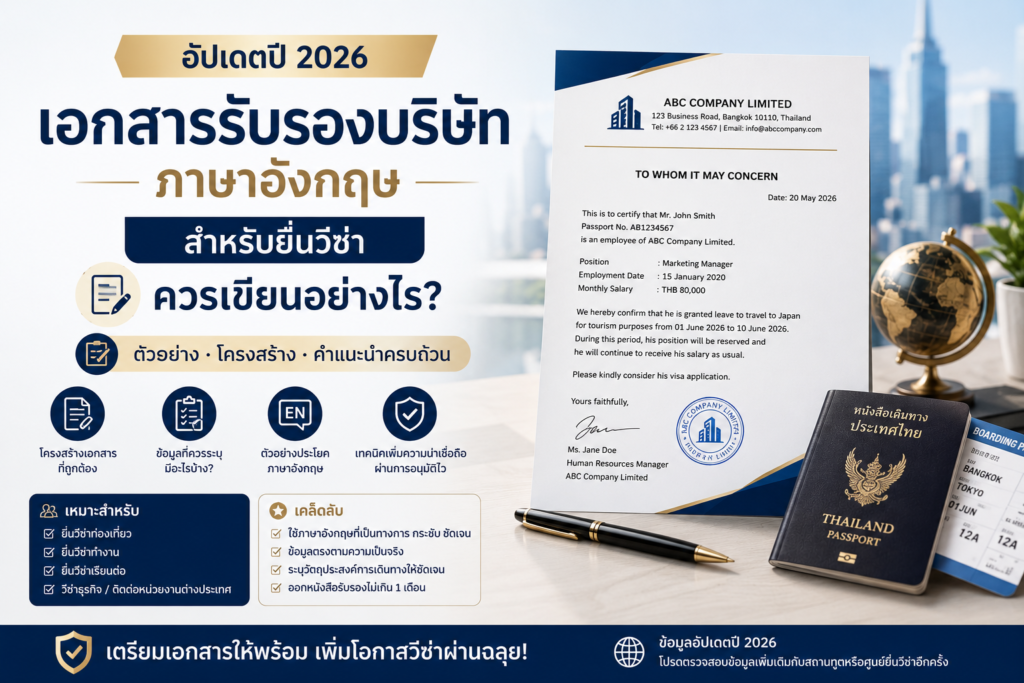 เอกสารรับรองบริษัท ภาษาอังกฤษ สำหรับยื่นวีซ่า ควรเขียนอย่างไร?
