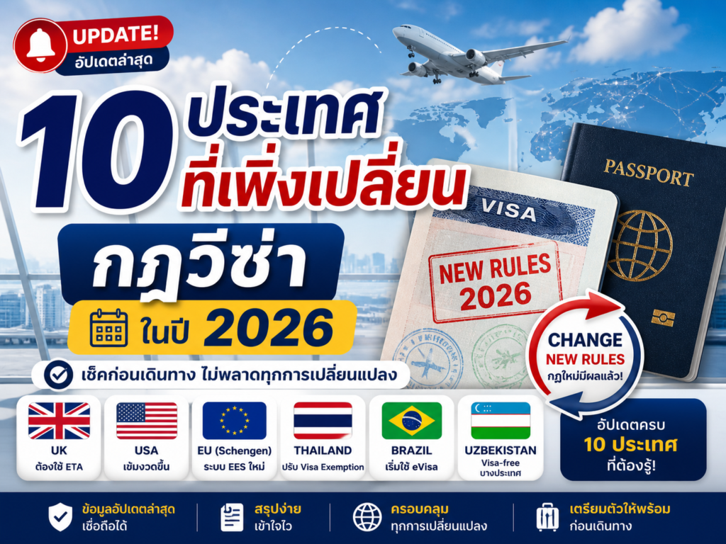 10 ประเทศที่เพิ่งเปลี่ยนกฎวีซ่าในปี 2026