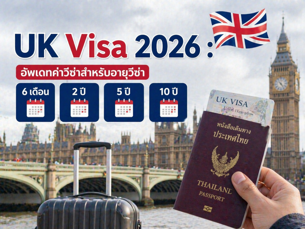UK Visa 2026 : อัพเดทค่าวีซ่าสำหรับอายุวีซ่า 6 เดือน / 2 ปี / 5 ปี และ 10 ปี