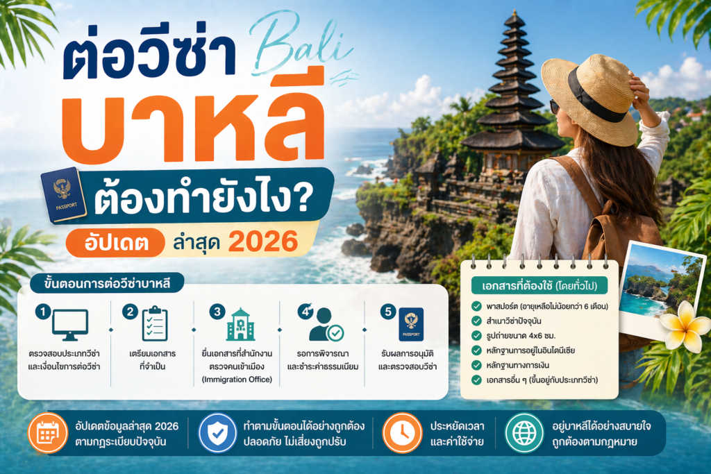 ต่อวีซ่าบาหลีต้องทำยังไง? ขั้นตอนจริง อัปเดตล่าสุด 2026
