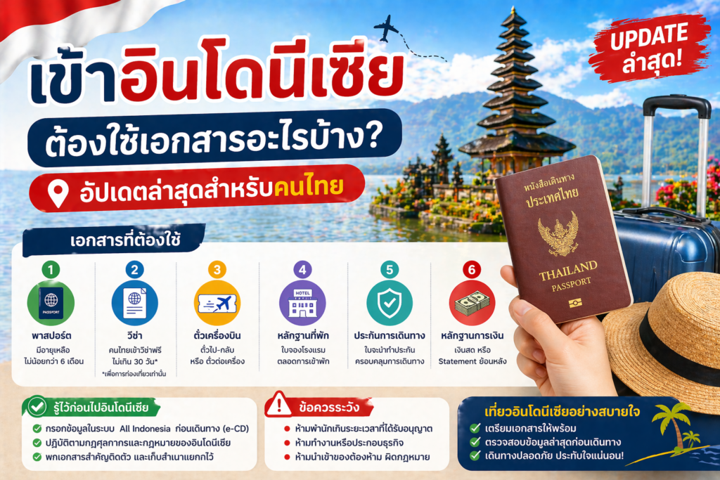 เข้าอินโดนีเซียต้องใช้เอกสารอะไรบ้าง? อัปเดตล่าสุดสำหรับคนไทย