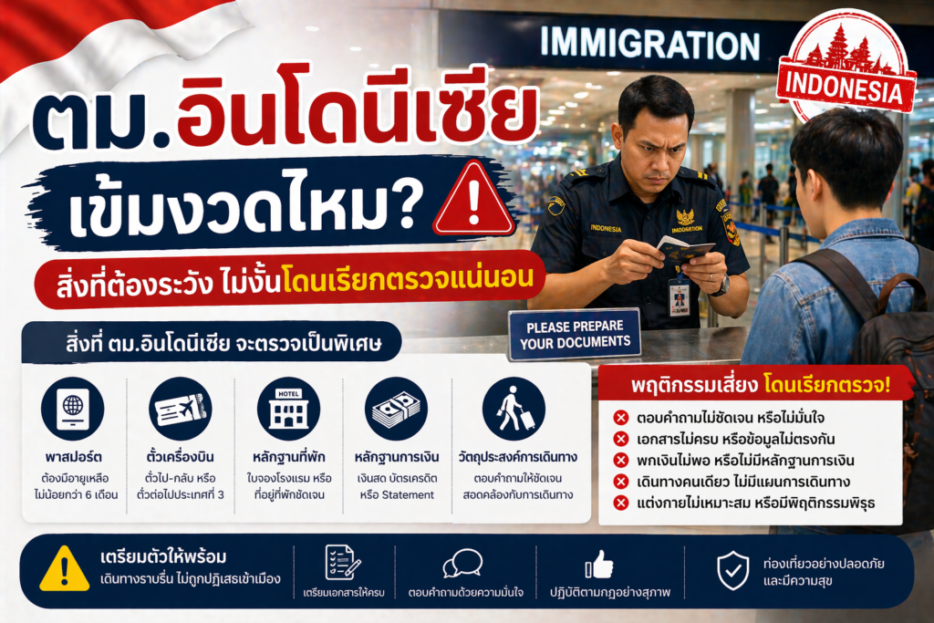 ตม.อินโดนีเซียเข้มงวดไหม? สิ่งที่ต้องระวัง ไม่งั้นโดนเรียกตรวจแน่นอน