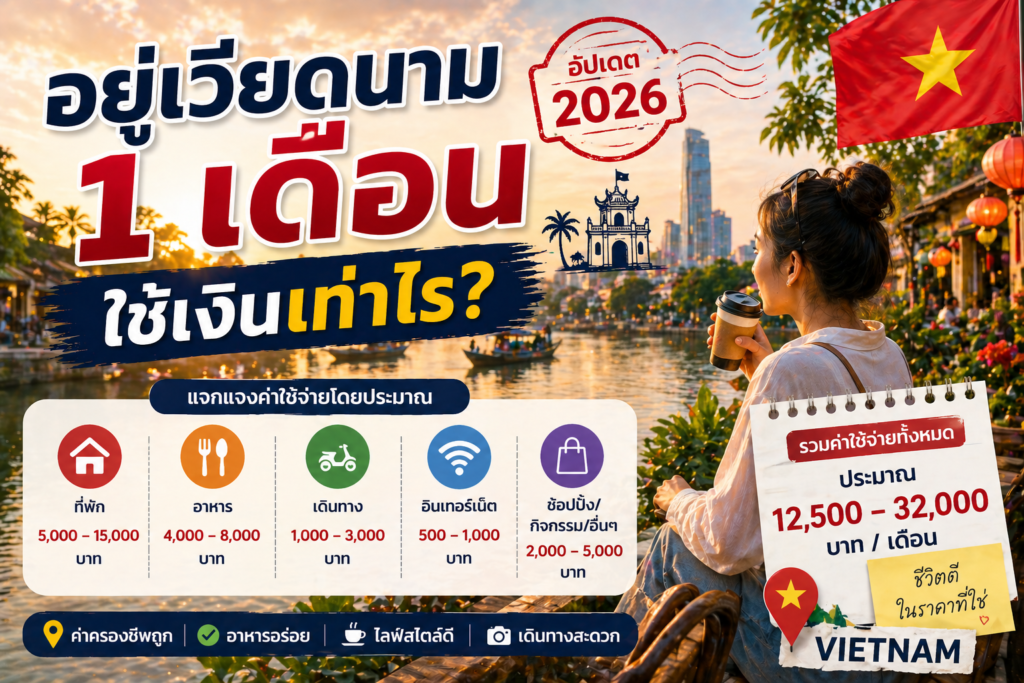 อยู่เวียดนาม 1 เดือน ใช้เงินเท่าไร (อัปเดต 2026)