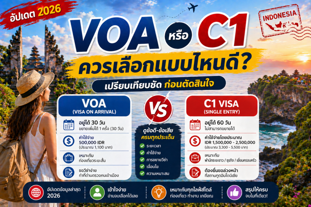 VOA หรือ C1 ควรเลือกแบบไหนดี? เปรียบเทียบชัดก่อนตัดสินใจ