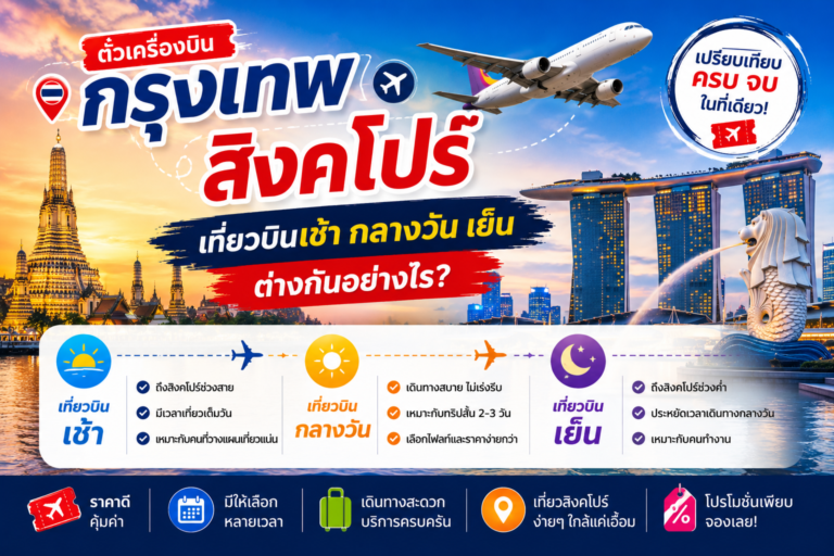 ตั๋วเครื่องบินกรุงเทพ สิงคโปร์ เที่ยวบินเช้า กลางวัน เย็น ต่างกันอย่างไร