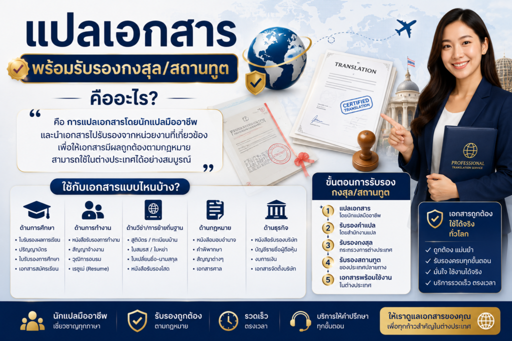 แปลเอกสารพร้อมรับรองกงสุล/สถานทูต คืออะไร ใช้กับเอกสารแบบไหนบ้าง