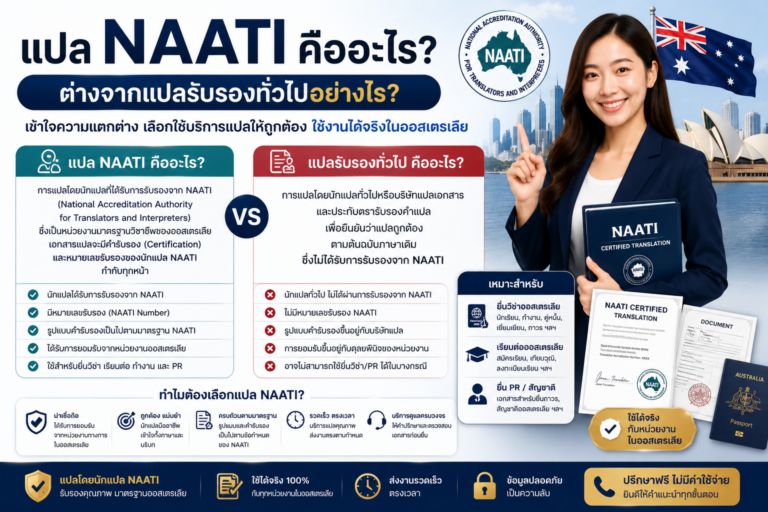 แปล NAATI คืออะไร ต่างจากแปลรับรองทั่วไปอย่างไร