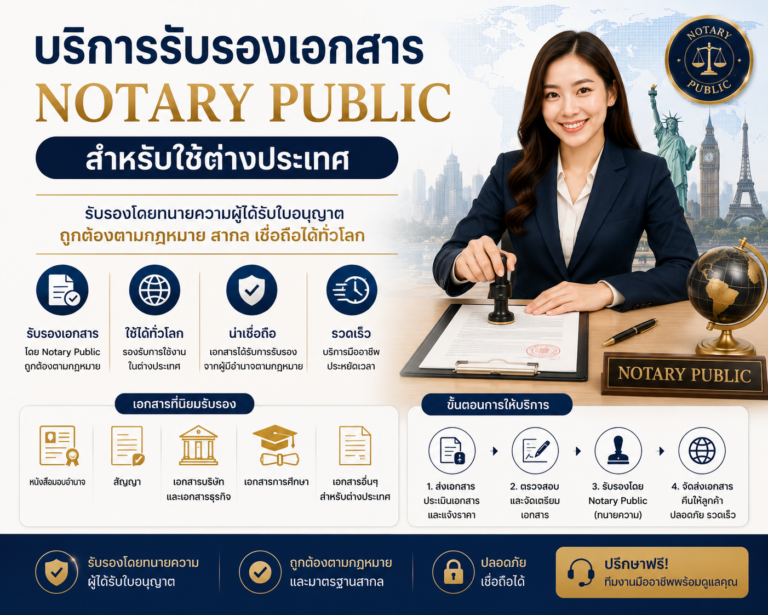 บริการรับรองเอกสาร Notary Public สำหรับใช้ต่างประเทศ