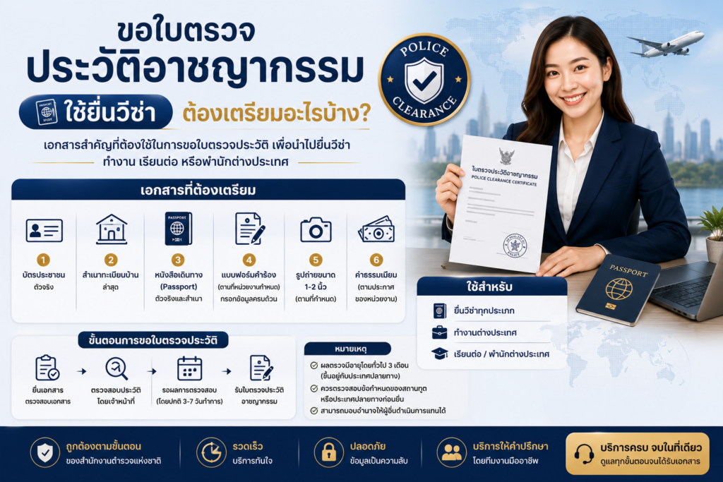 ขอใบตรวจประวัติอาชญากรรมใช้ยื่นวีซ่า ต้องเตรียมอะไรบ้าง