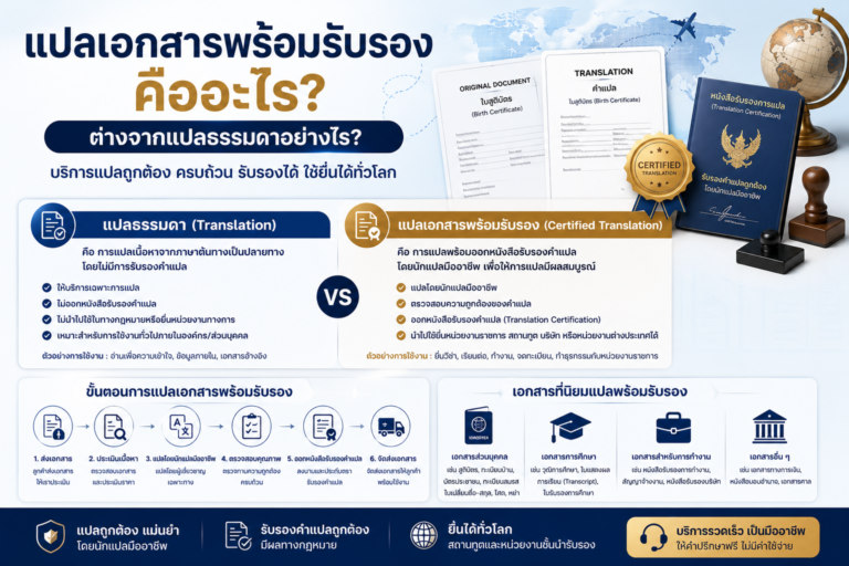 แปลเอกสารพร้อมรับรอง คืออะไร ต่างจากแปลธรรมดาอย่างไร