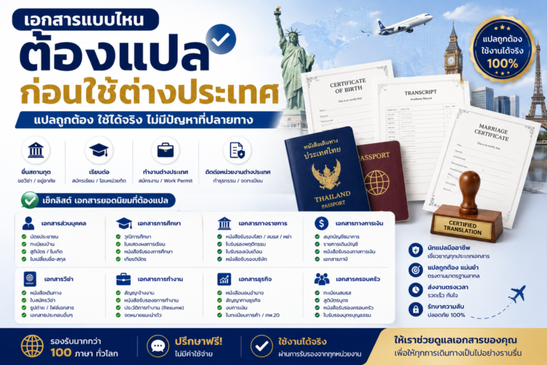 เอกสารแบบไหนต้องแปลก่อนใช้ต่างประเทศ พร้อมเช็กลิสต์เอกสารยอดนิยม