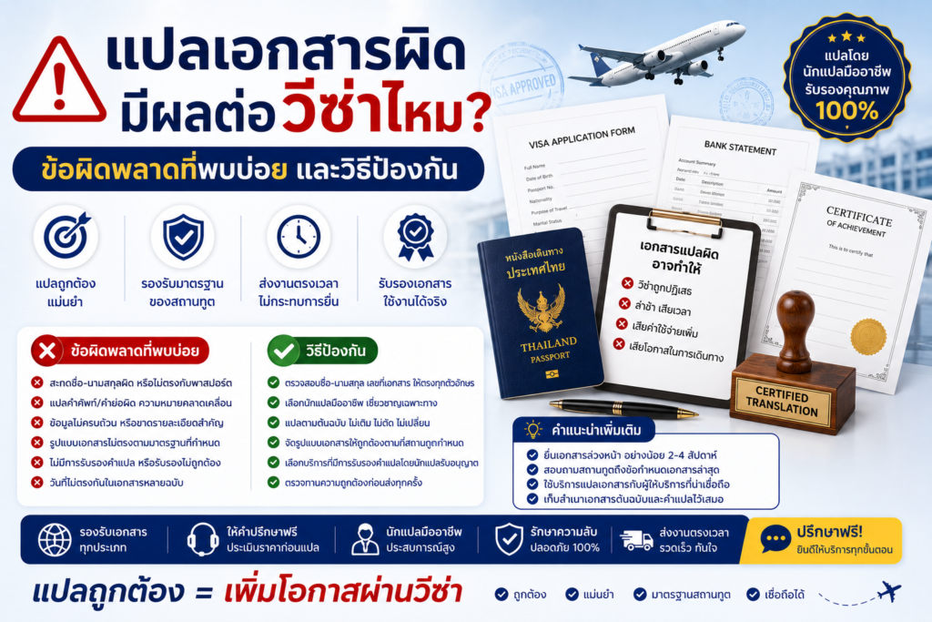 แปลเอกสารผิดมีผลต่อวีซ่าไหม ข้อผิดพลาดที่พบบ่อยและวิธีป้องกัน