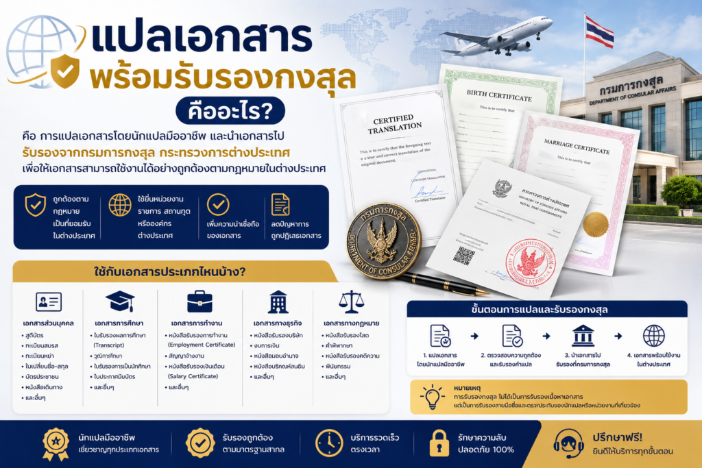 แปลเอกสารพร้อมรับรองกงสุล คืออะไร ใช้กับเอกสารประเภทไหนบ้าง