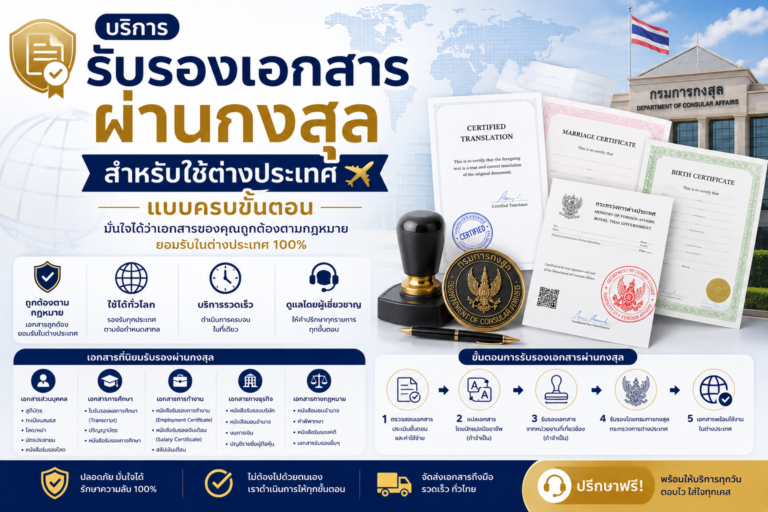 บริการรับรองเอกสารผ่านกงสุล สำหรับใช้ต่างประเทศแบบครบขั้นตอน