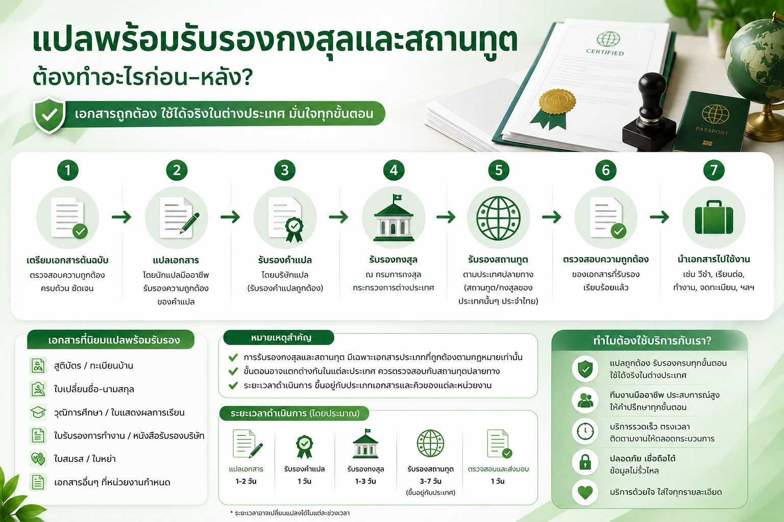 แปลพร้อมรับรองกงสุลและสถานทูต ต้องทำอะไรก่อนหลัง