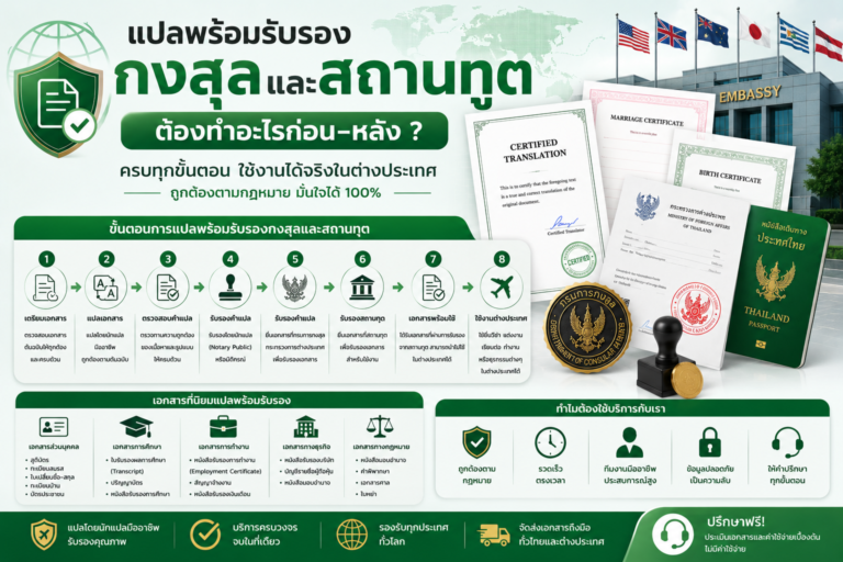 แปลพร้อมรับรองกงสุลและสถานทูต ต้องทำอะไรก่อนหลัง