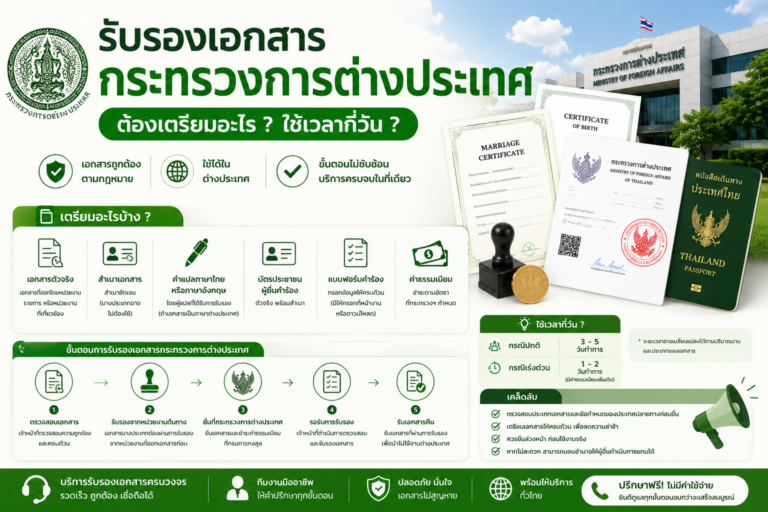 รับรองเอกสารกระทรวงการต่างประเทศ ต้องเตรียมอะไร ใช้เวลากี่วัน