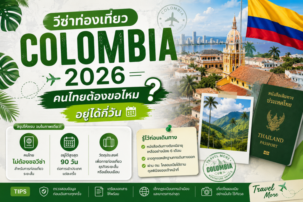 วีซ่าท่องเที่ยว Colombia 2026: คนไทยต้องขอไหม อยู่ได้กี่วัน