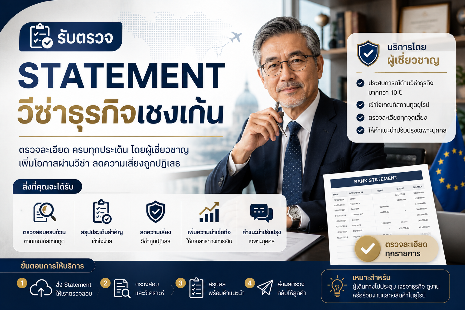 รับตรวจ Statement วีซ่าธุรกิจเชงเก้น