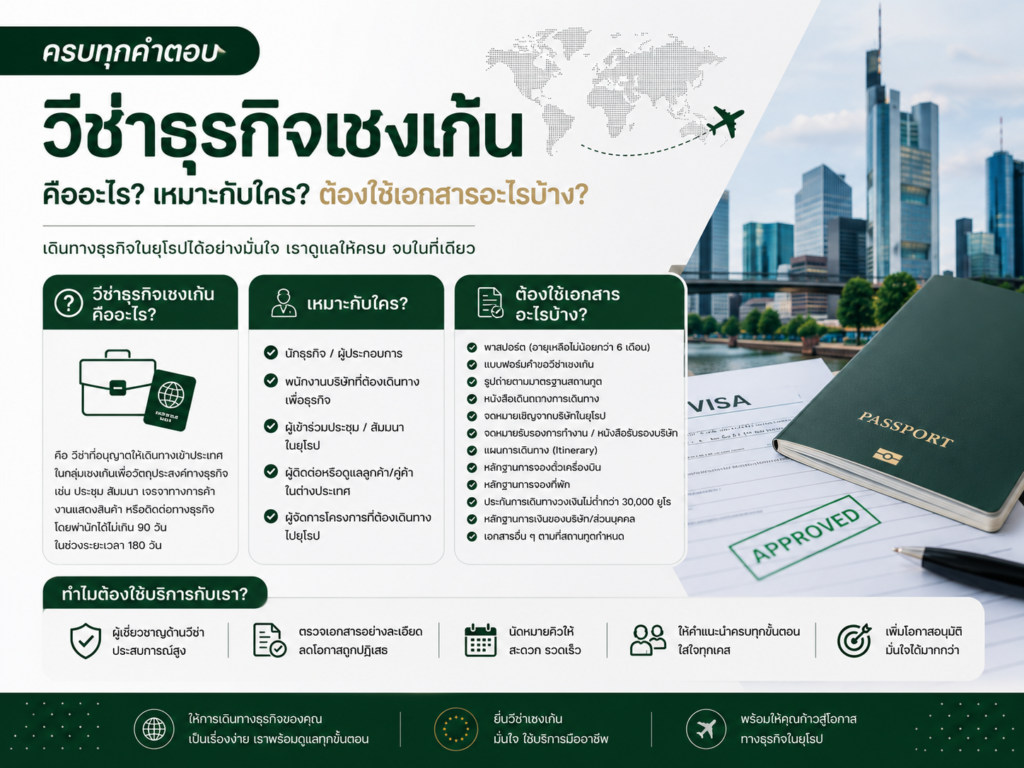 วีซ่าธุรกิจเชงเก้นคืออะไร เหมาะกับใคร และต้องใช้เอกสารอะไรบ้าง