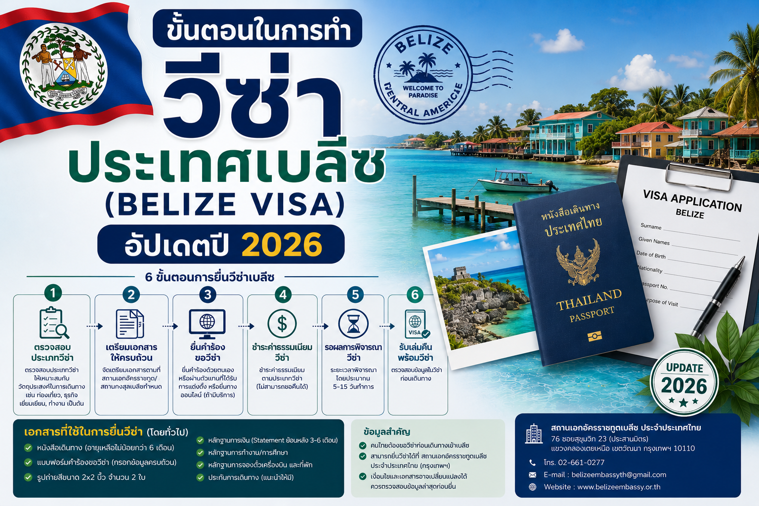 วีซ่าเบลีซ Belize Visa 2026 สำหรับคนไทย