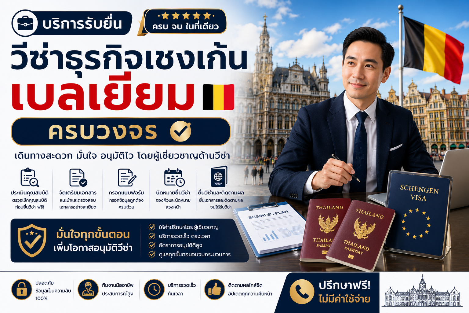 บริการรับยื่นวีซ่าธุรกิจเชงเก้นเบลเยียมครบวงจร