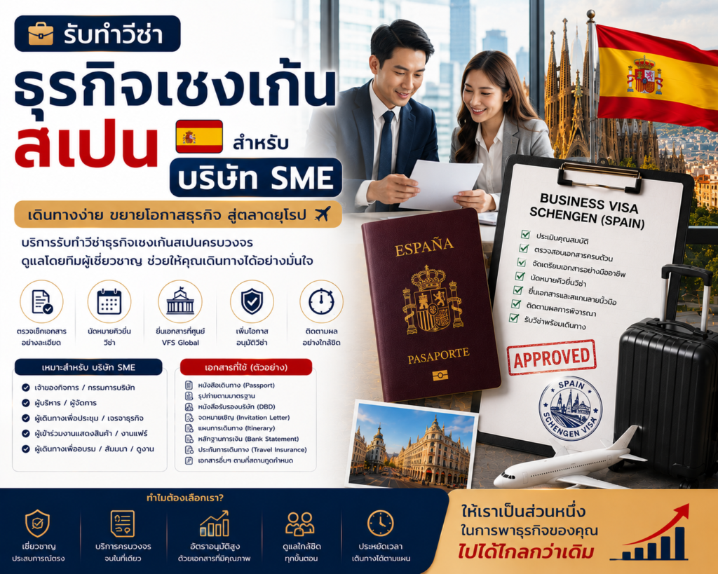 รับทำวีซ่าธุรกิจเชงเก้นสเปนสำหรับบริษัท SME