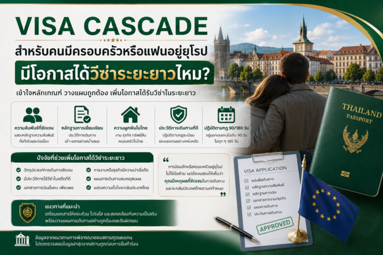 Visa Cascade สำหรับคนมีครอบครัวหรือแฟนอยู่ยุโรป: มีโอกาสได้วีซ่าระยะยาวไหม Visa Cascade สำหรับคนมีครอบครัวหรือแฟนอยู่ยุโรป: มีโอกาสได้วีซ่าระยะยาวไหม