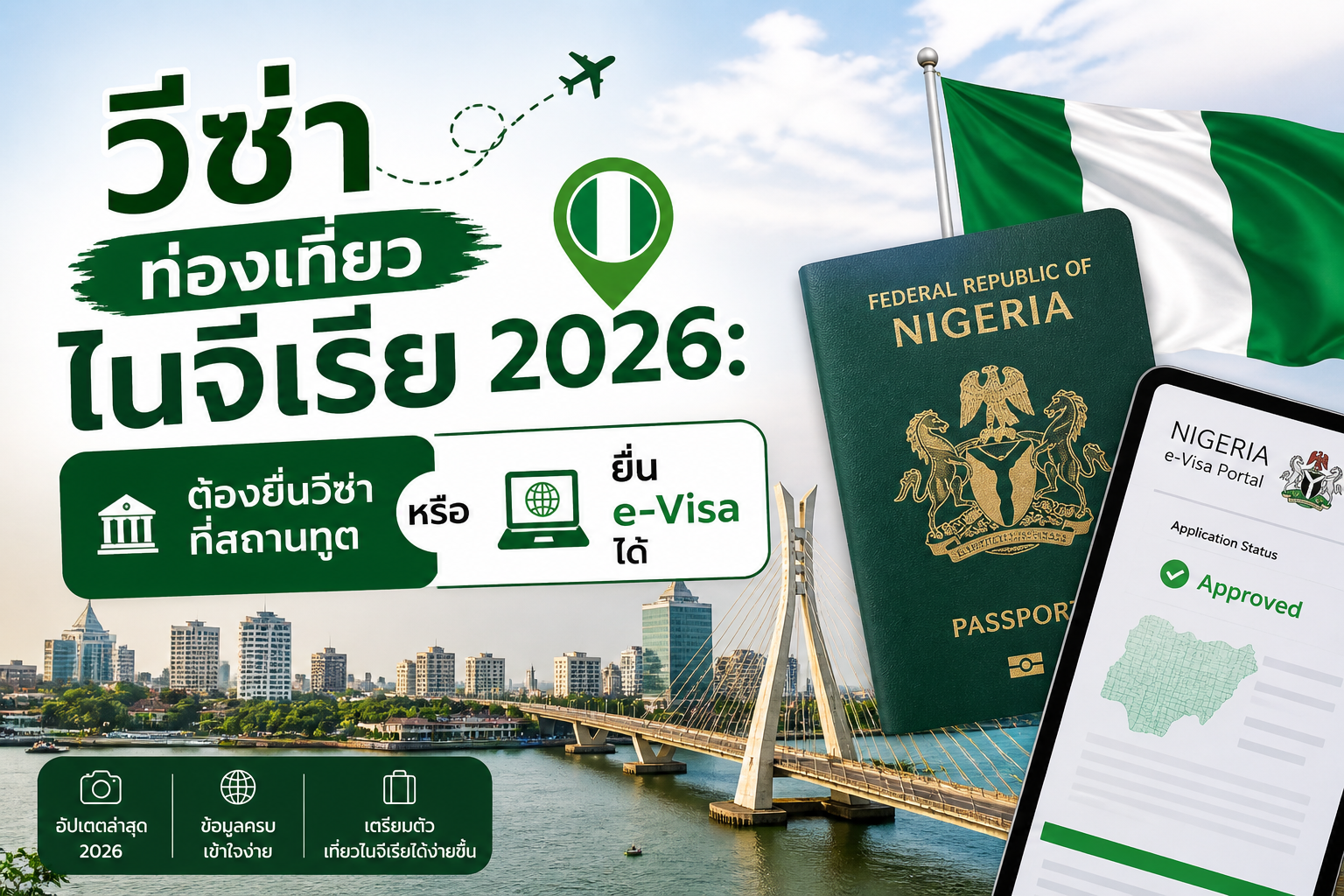 วีซ่าท่องเที่ยวไนจีเรีย 2026: ต้องยื่นวีซ่าที่สถานทูต หรือ ยื่น e-Visa ได้