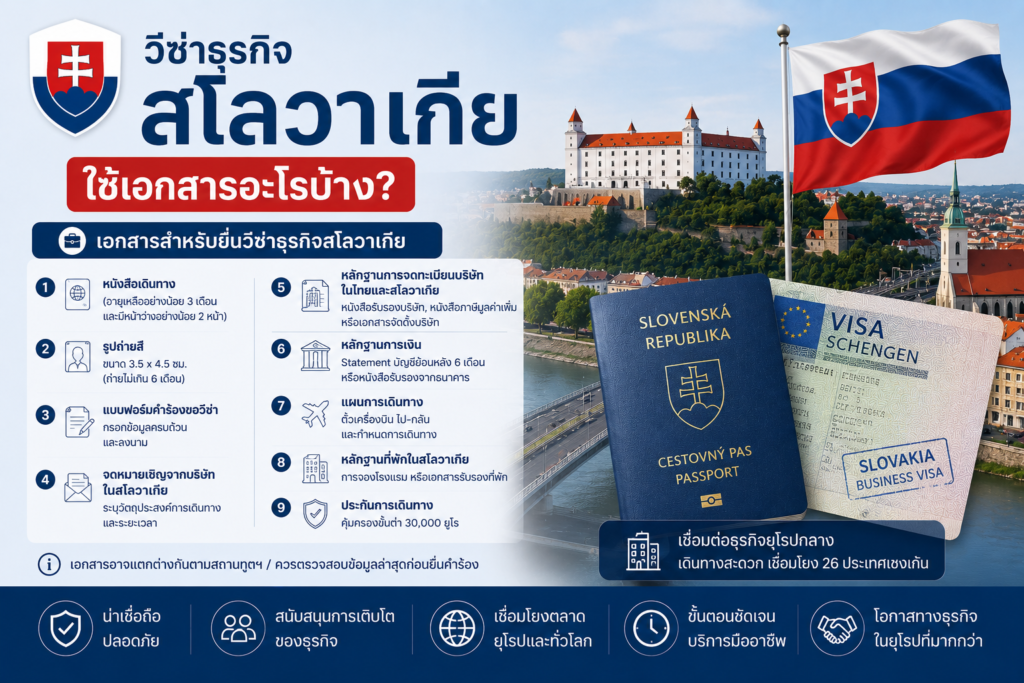 วีซ่าธุรกิจสโลวาเกีย ใช้เอกสารอะไรบ้าง?