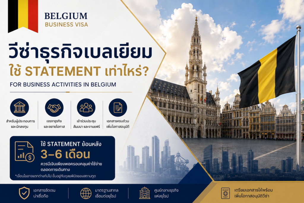 วีซ่าธุรกิจเบลเยียม ใช้ Statement เท่าไหร่?