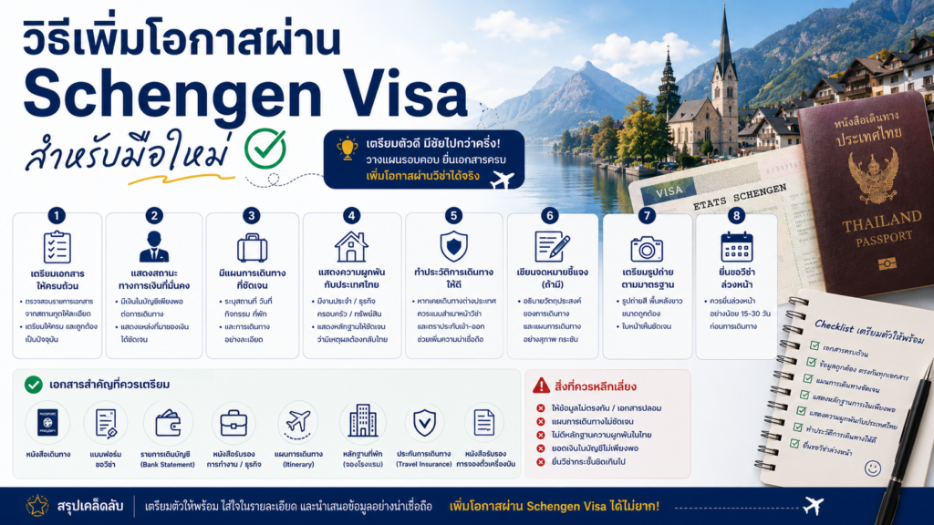 วิธีเพิ่มโอกาสผ่าน Schengen Visa สำหรับมือใหม่