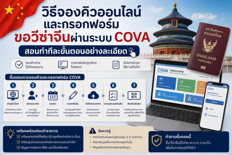 วิธีจองคิวออนไลน์และกรอกฟอร์มขอวีซ่าจีนผ่านระบบ COVA อย่างละเอียด (สอนทำทีละขั้นตอน)