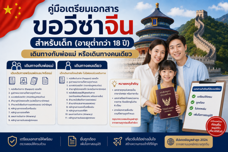 คู่มือเตรียมเอกสารขอวีซ่าจีนสำหรับเด็ก (อายุต่ำกว่า 18 ปี) เดินทางกับพ่อแม่ หรือเดินทางคนเดียว