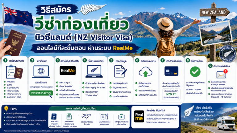 วิธีสมัครวีซ่าท่องเที่ยวนิวซีแลนด์ NZ Visitor Visa ออนไลน์ทีละขั้นตอนผ่านระบบ RealMe
