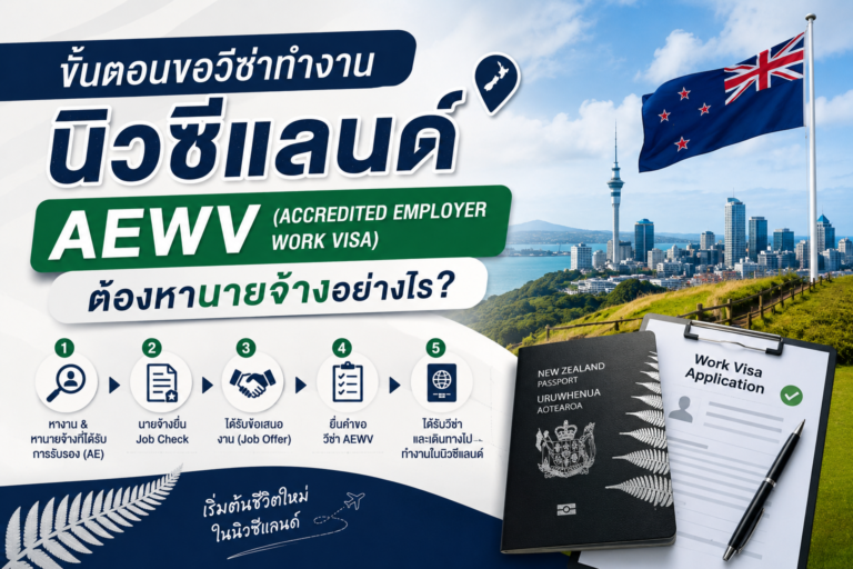 ขั้นตอนขอวีซ่าทำงานนิวซีแลนด์ AEWV (Accredited Employer Work Visa) ต้องหานายจ้างอย่างไร ขั้นตอนขอวีซ่าทำงานนิวซีแลนด์ AEWV (Accredited Employer Work Visa) ต้องหานายจ้างอย่างไร