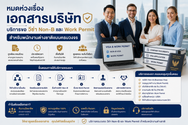 หมดห่วงเรื่องเอกสารบริษัท: บริการขอ วีซ่า Non-B และ Work Permit สำหรับพนักงานต่างชาติแบบครบวงจร