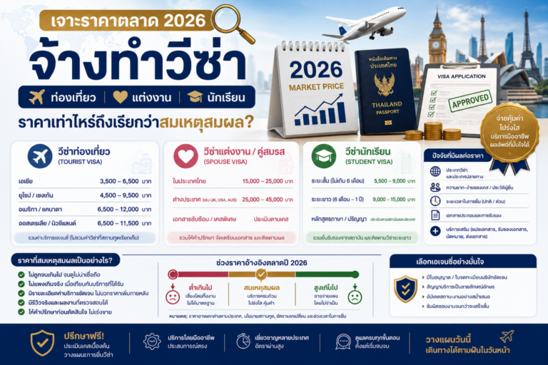 เจาะราคาตลาด 2026: จ้างทำวีซ่าท่องเที่ยว แต่งงาน นักเรียน ราคาเท่าไหร่ถึงเรียกว่าสมเหตุสมผล?