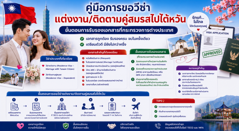 คู่มือการขอวีซ่าแต่งงาน/ติดตามคู่สมรสไปไต้หวัน ขั้นตอนการรับรองเอกสารที่กระทรวงการต่างประเทศ