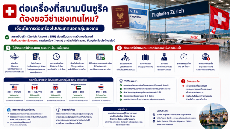 ต่อเครื่องที่สนามบินซูริคต้องขอวีซ่าเชงเกนไหม เงื่อนไขการต่อเครื่องไปประเทศนอกกลุ่มเชงเกน