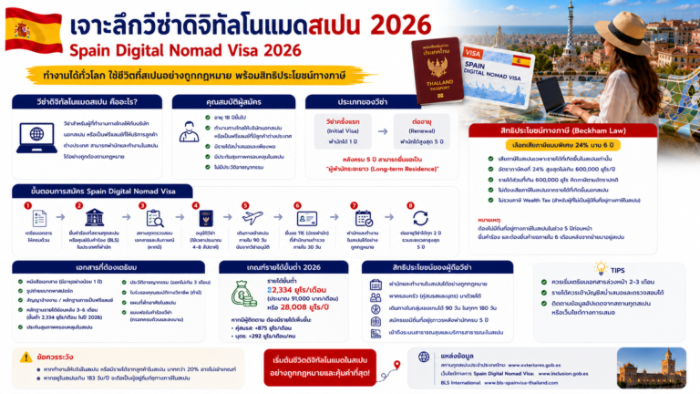 เจาะลึกวีซ่าดิจิทัลโนแมดสเปน Spain Digital Nomad Visa 2026 ขั้นตอนสมัครและสิทธิประโยชน์ทางภาษี