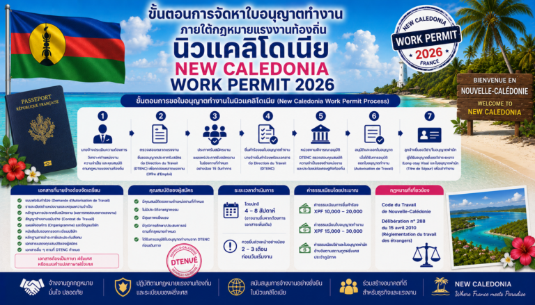 ขั้นตอนการจัดหาใบอนุญาตทำงานภายใต้กฎหมายแรงงานท้องถิ่นนิวแคลิโดเนีย New Caledonia Work Permit