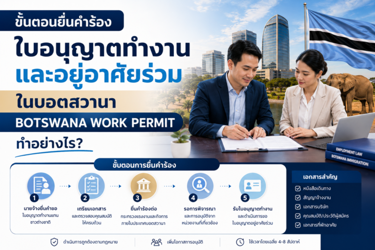 ขั้นตอนยื่นคำร้องใบอนุญาตทำงานและอยู่อาศัยร่วมในบอตสวานา Botswana Work Permit ทำอย่างไร