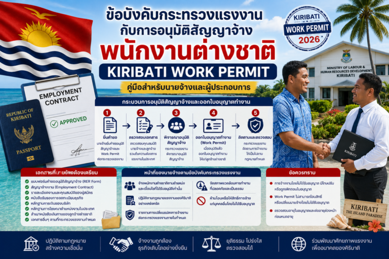 ข้อบังคับกระทรวงแรงงานกับการอนุมัติสัญญาจ้างพนักงานต่างชาติ Kiribati Work Permit ข้อบังคับกระทรวงแรงงานกับการอนุมัติสัญญาจ้างพนักงานต่างชาติ Kiribati Work Permit