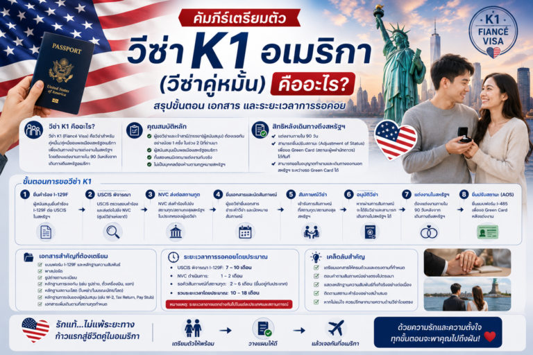 คัมภีร์เตรียมตัว วีซ่า K1 อเมริกา (วีซ่าคู่หมั้น) คืออะไร? สรุปขั้นตอน เอกสาร และระยะเวลาการรอคอย