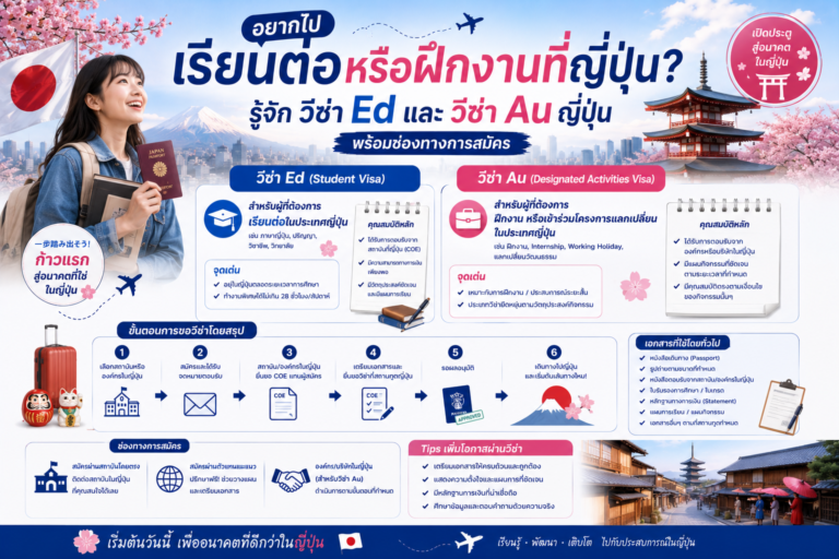 อยากไปเรียนต่อหรือฝึกงานที่ญี่ปุ่น? รู้จัก วีซ่า Ed และ วีซ่า Au ญี่ปุ่น พร้อมช่องทางการสมัคร