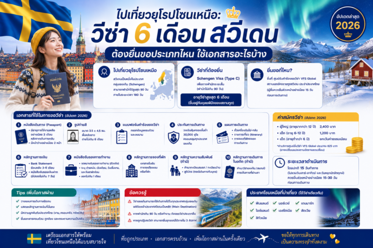 ไปเที่ยวยุโรปโซนเหนือ: วีซ่า 6 เดือน สวีเดน ต้องยื่นขอประเภทไหน ใช้เอกสารอะไรบ้าง