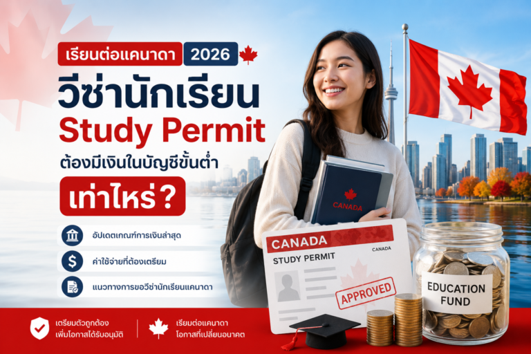 เรียนต่อแคนาดา 2026 วีซ่านักเรียน Study Permit ต้องมีเงินในบัญชีขั้นต่ำเท่าไหร่