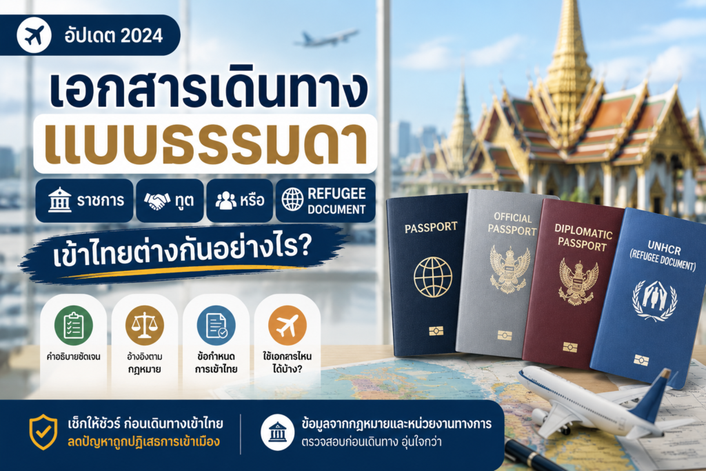 เอกสารเดินทางแบบธรรมดา ราชการ ทูต หรือ refugee document เข้าไทยต่างกันอย่างไร