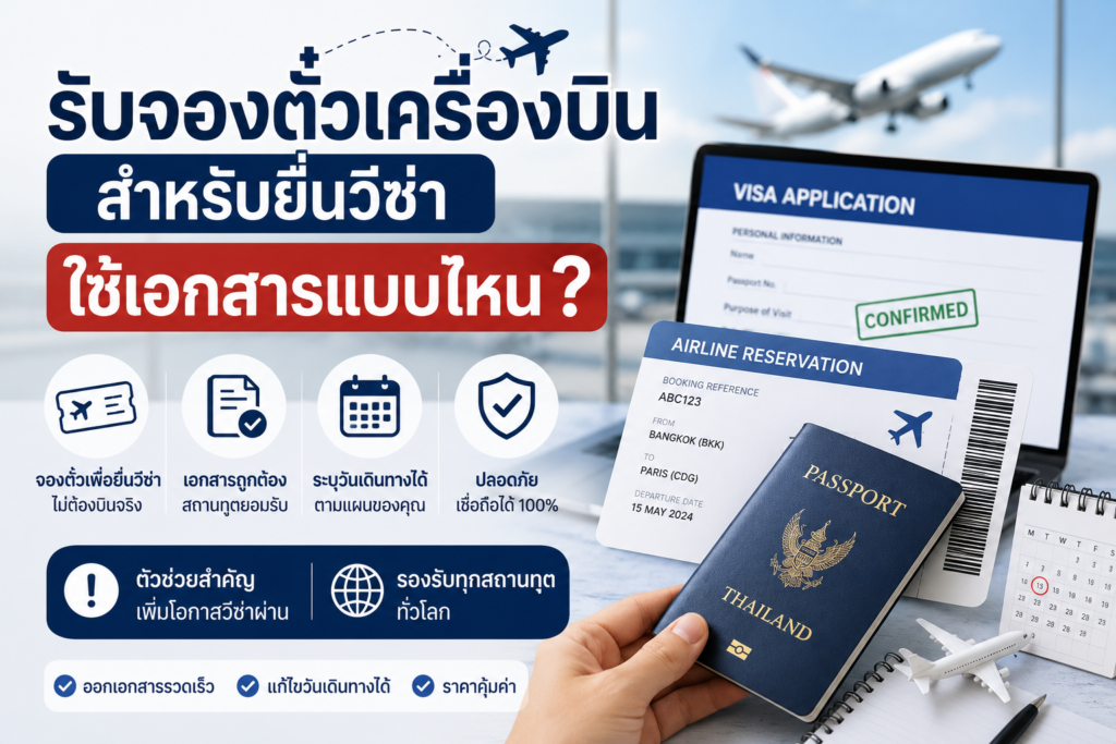 รับจองตั๋วเครื่องบินสำหรับยื่นวีซ่า ใช้เอกสารแบบไหน?